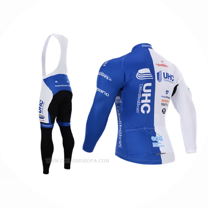 2015 Ropa Ciclismo UHC Blanco Azur Mangas Largas y Culotte Lunga
